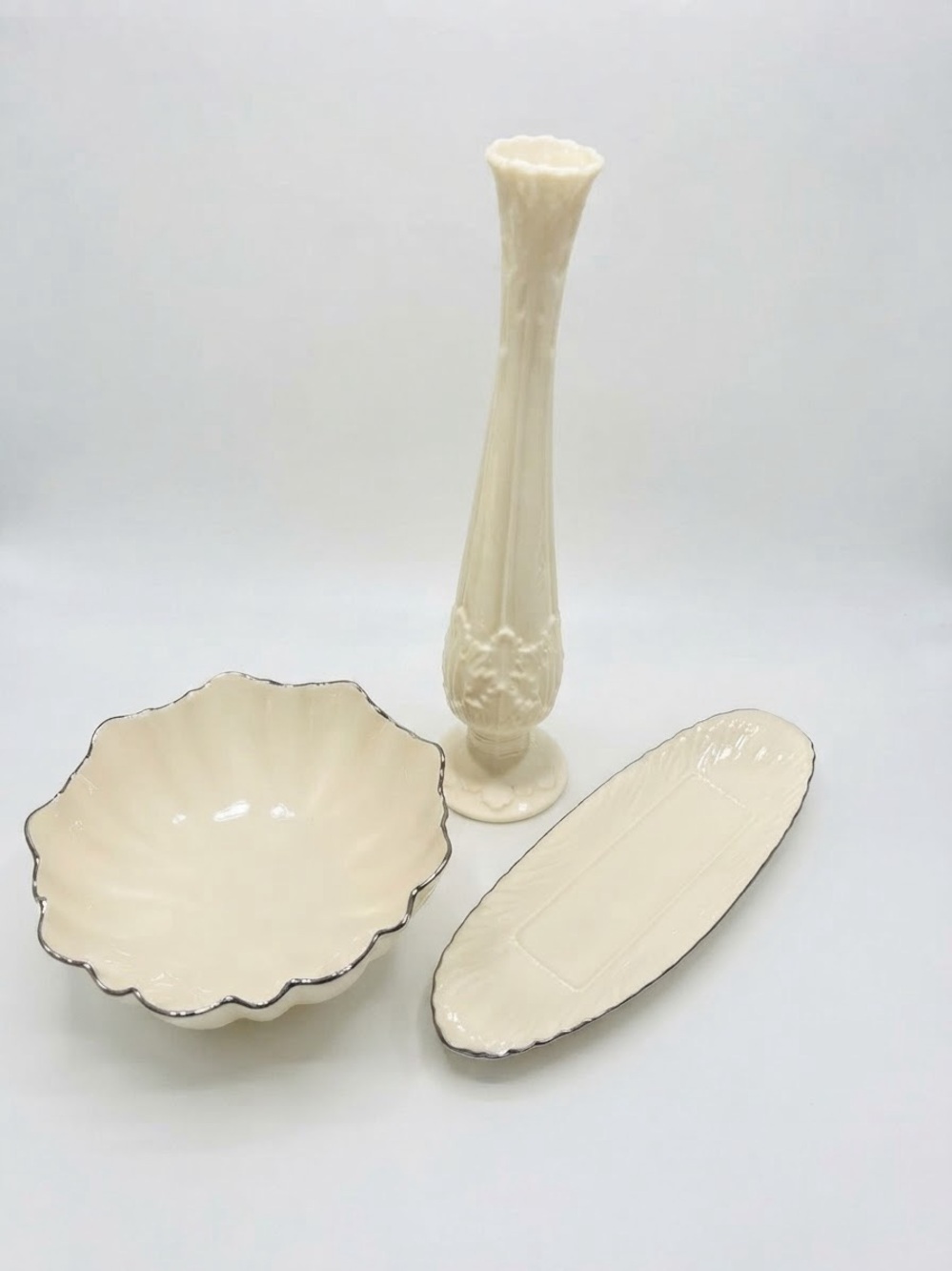 Lenox  lot of three pieces butter, dish, vase, and bowl all in good condition